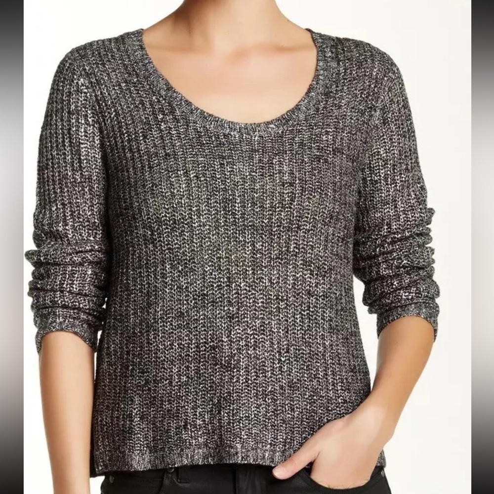 Eileen Fisher Silver Metallic Coating Knit Linen Chunky Sweater - Small Petite